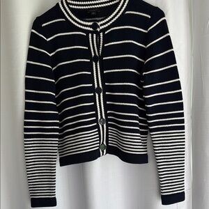 Navy and White Striped 💯 Cotton Cardigan